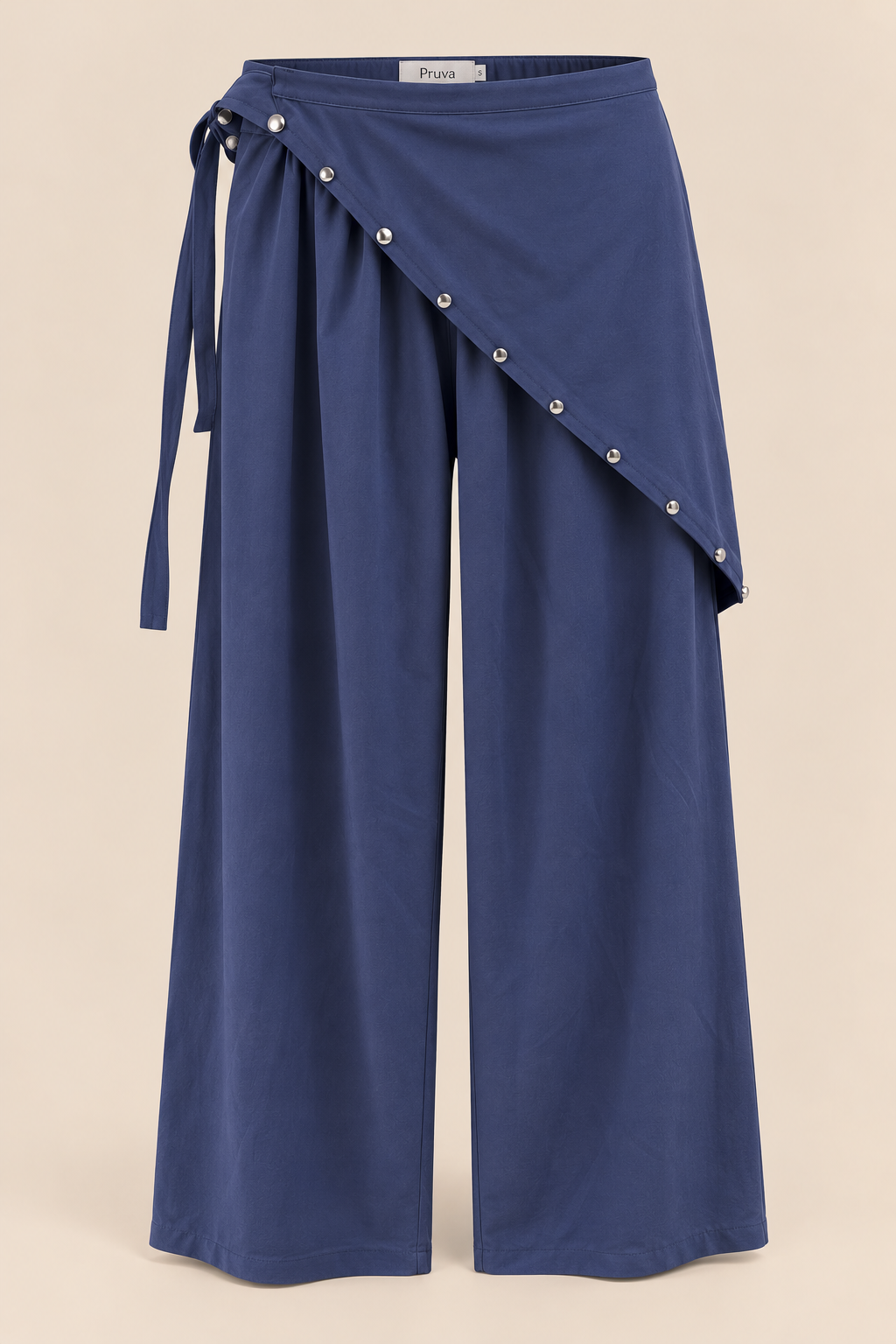 Wrap wide-leg pants navy blue