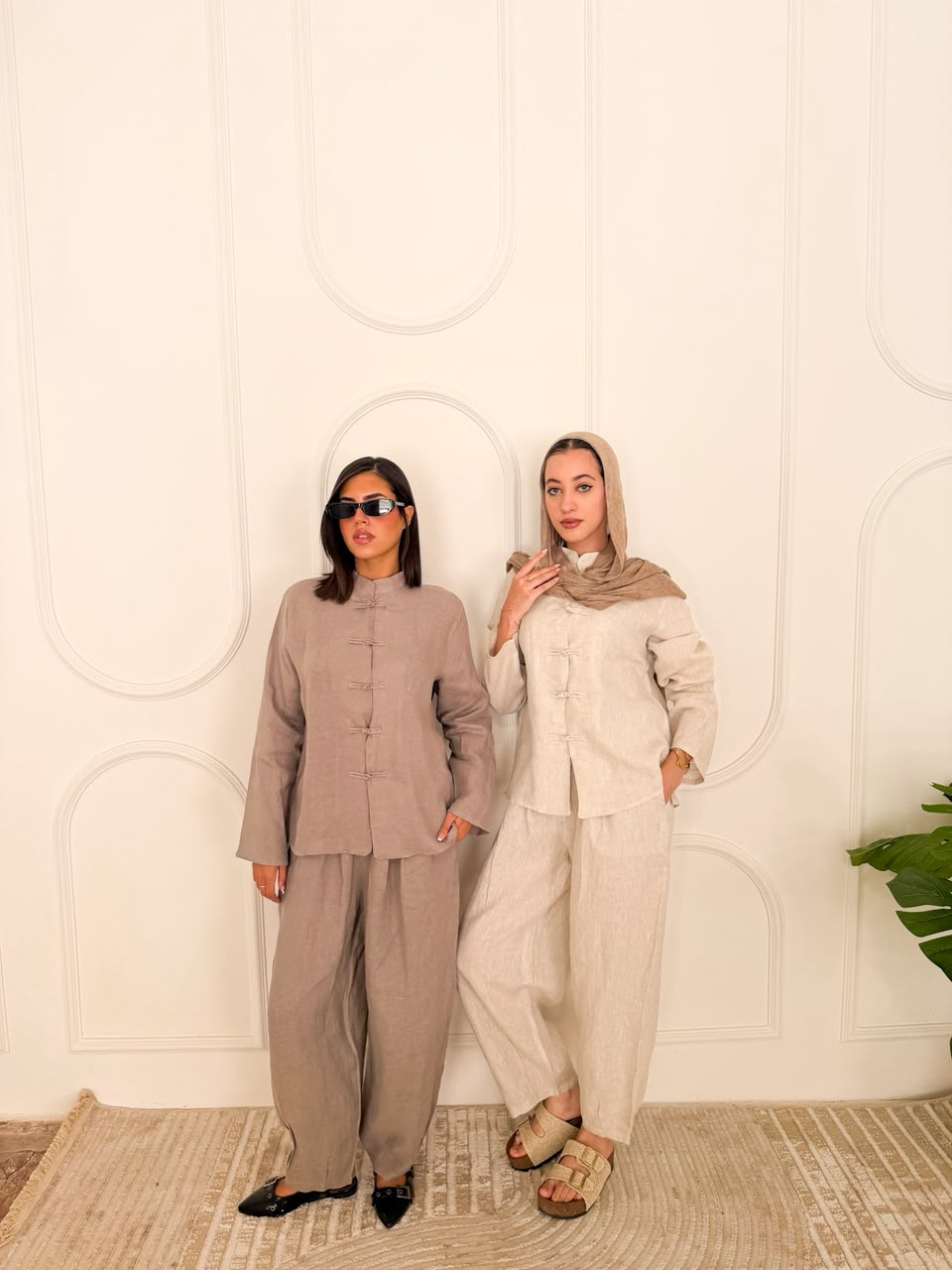 Japanese linen set greige