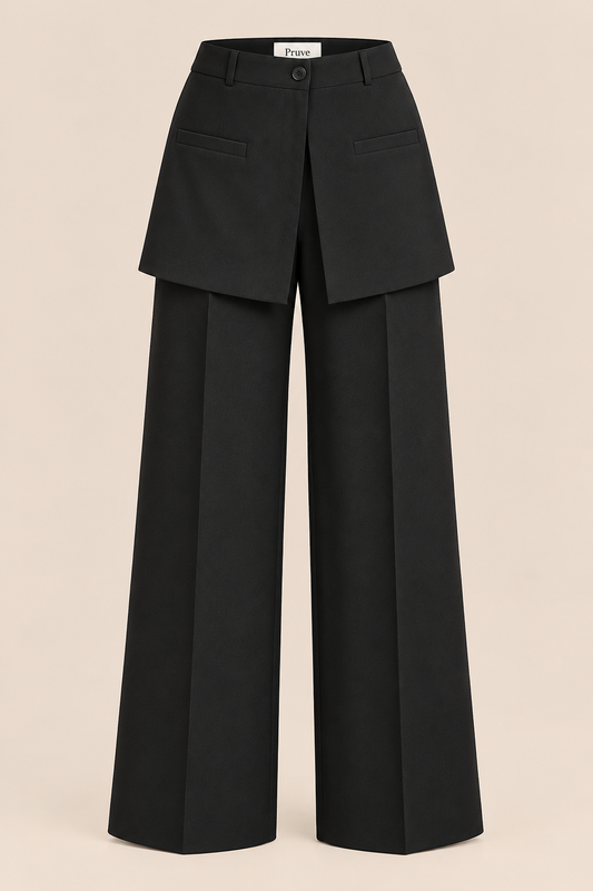 Layered wide-leg pants black