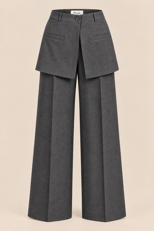 Layered wide-leg pants grey