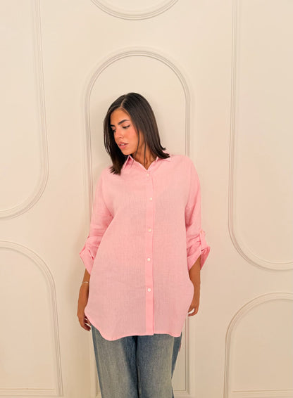 Pure linen shirt pink