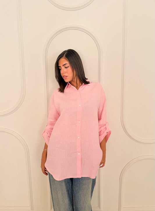 Pure linen shirt pink