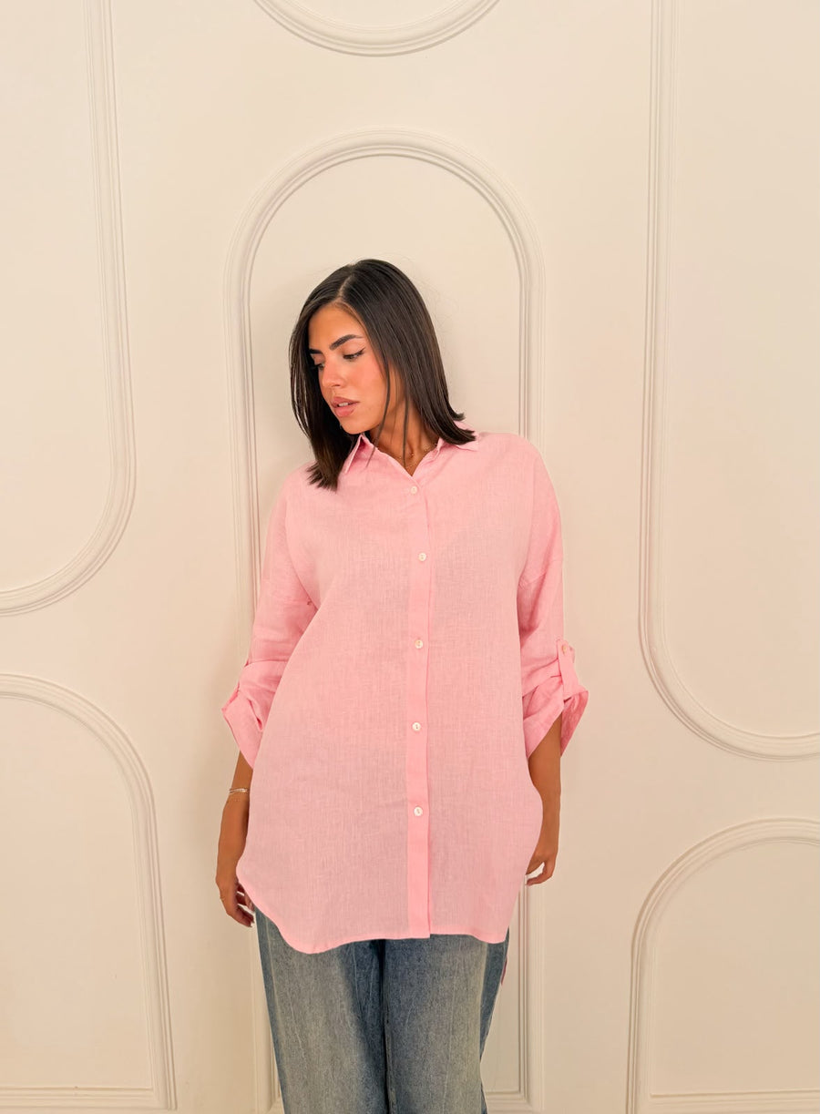 Pure linen shirt pink
