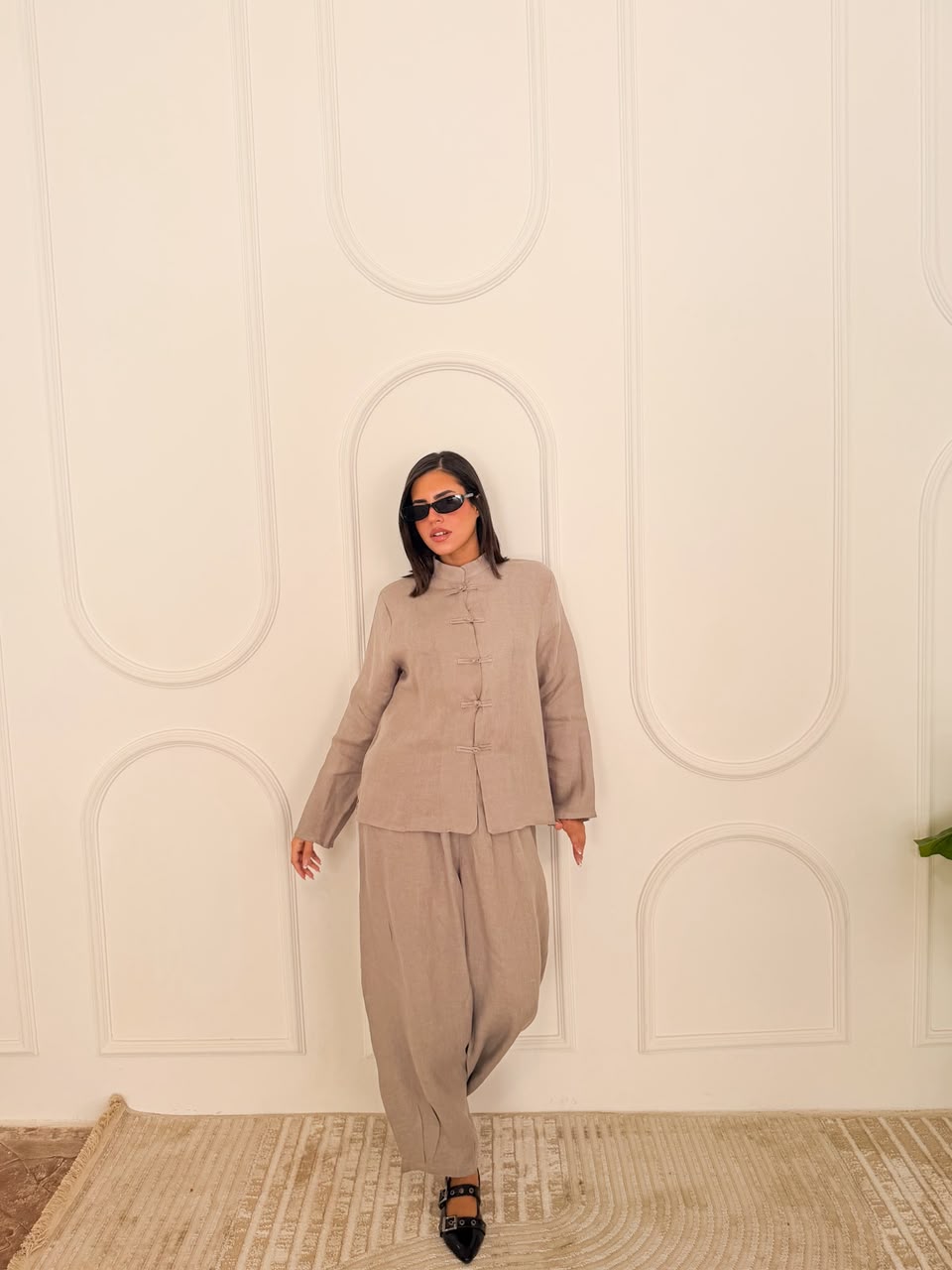 Japanese linen set greige