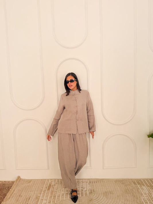 Japanese linen set greige