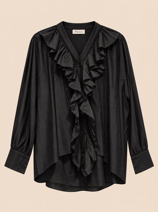 Ruffles blouse black