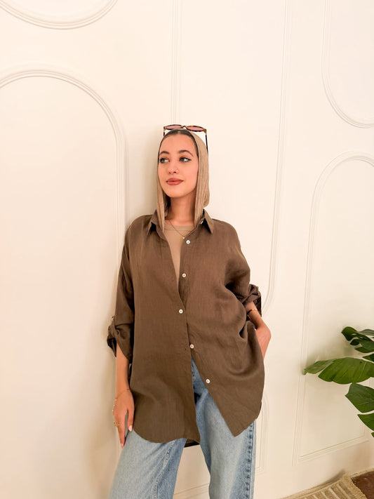 Pure linen shirt olive