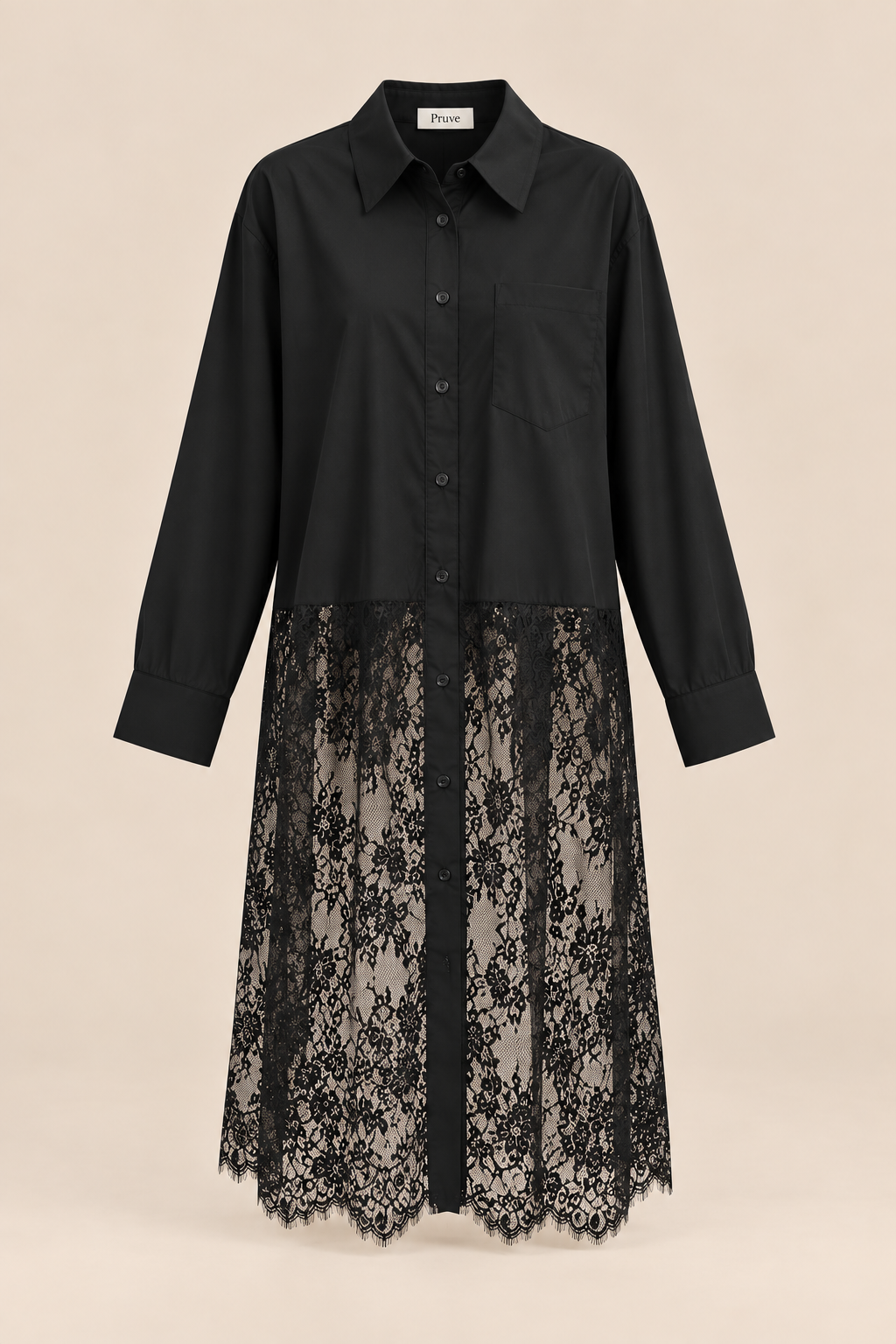 Lace long shirt black