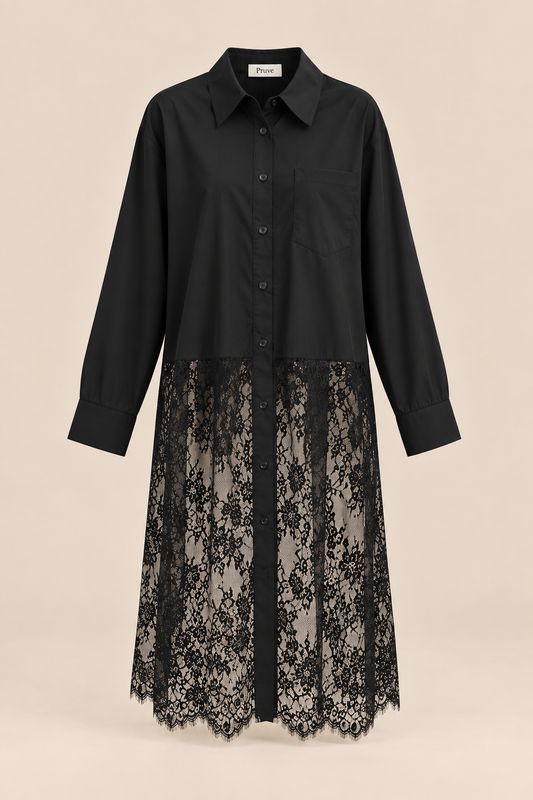Lace long shirt black