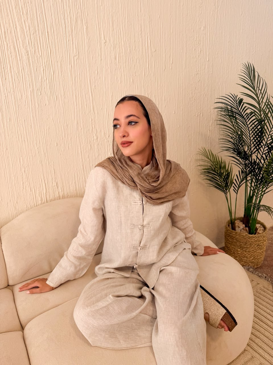 Japanese linen set beige