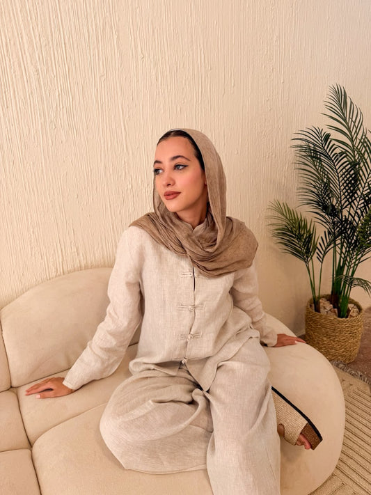 Japanese linen set beige