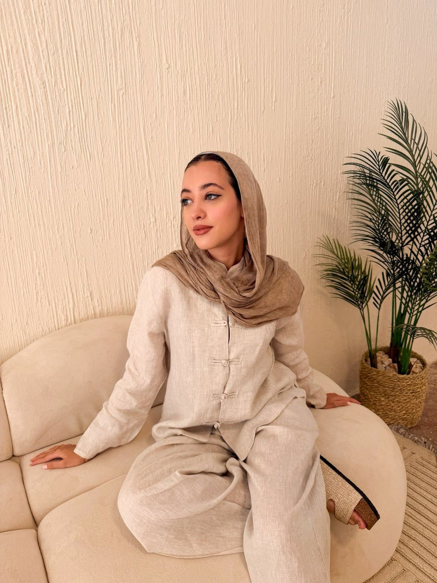 Chinese linen set beige