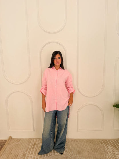 Pure linen shirt pink