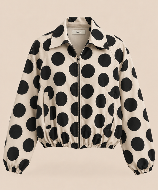 Polka dot bomber jacket black