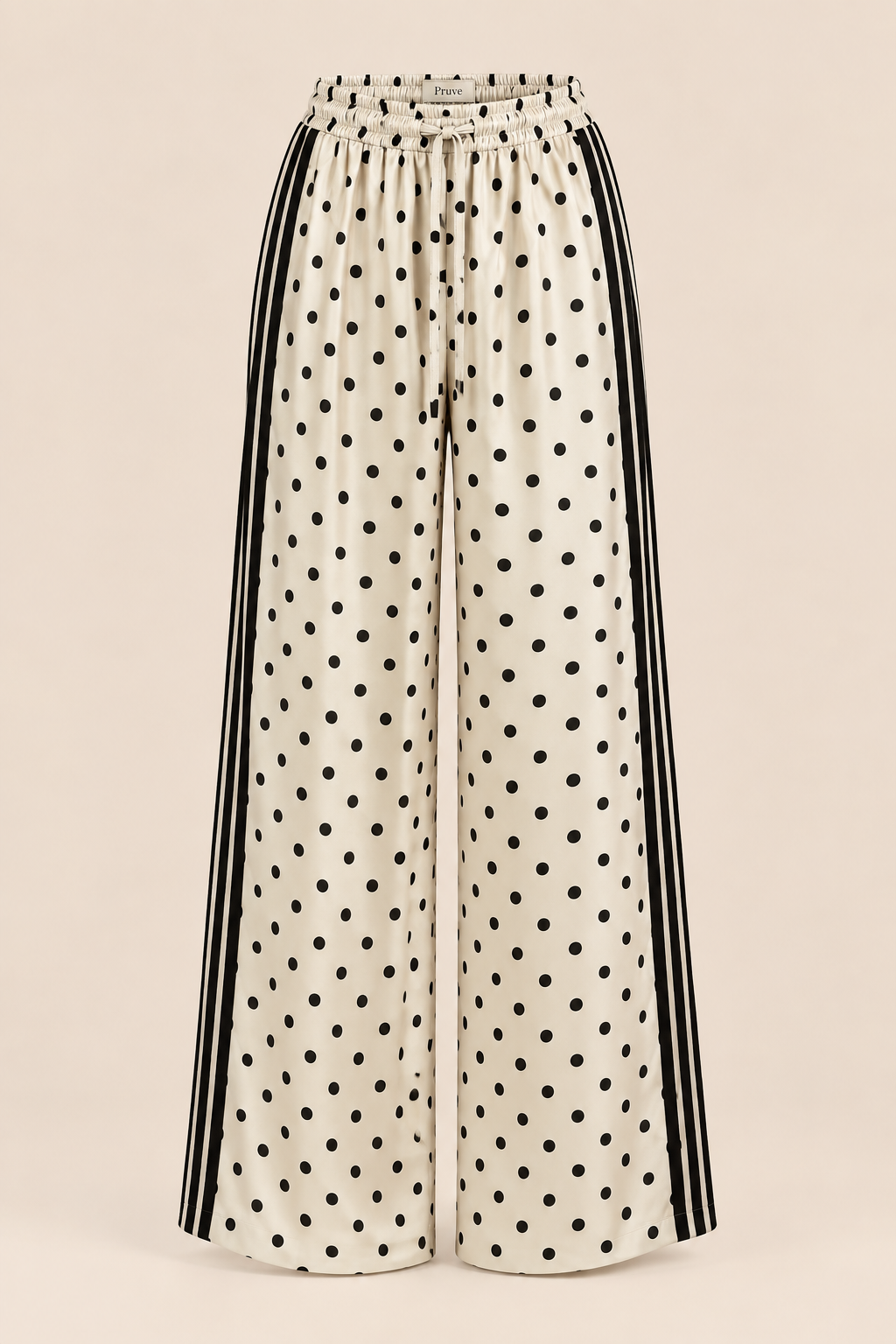 Satin polka dot pants white