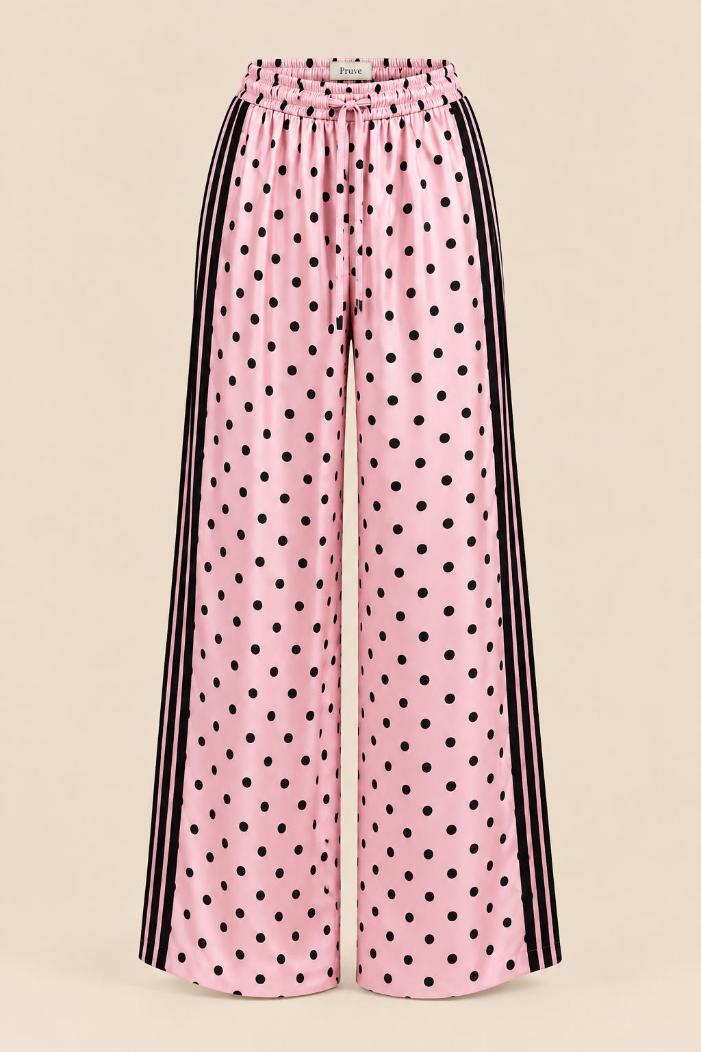 Satin polka dot pants pink
