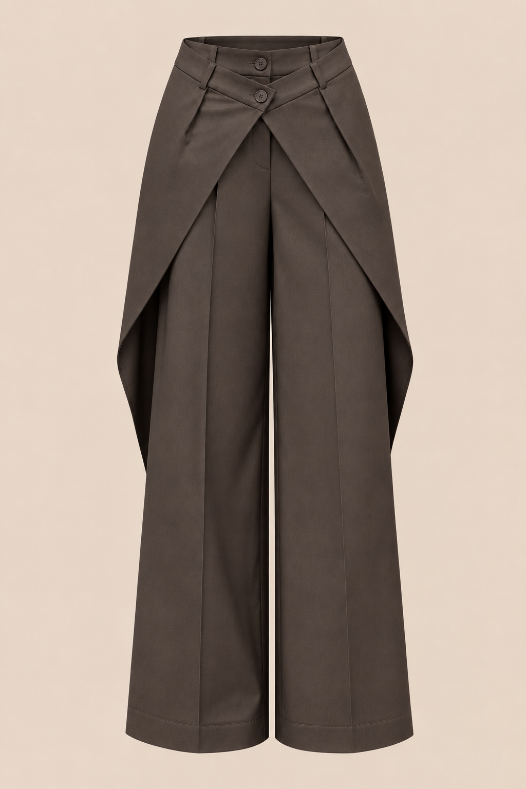 Wrap front wide-leg pants brown