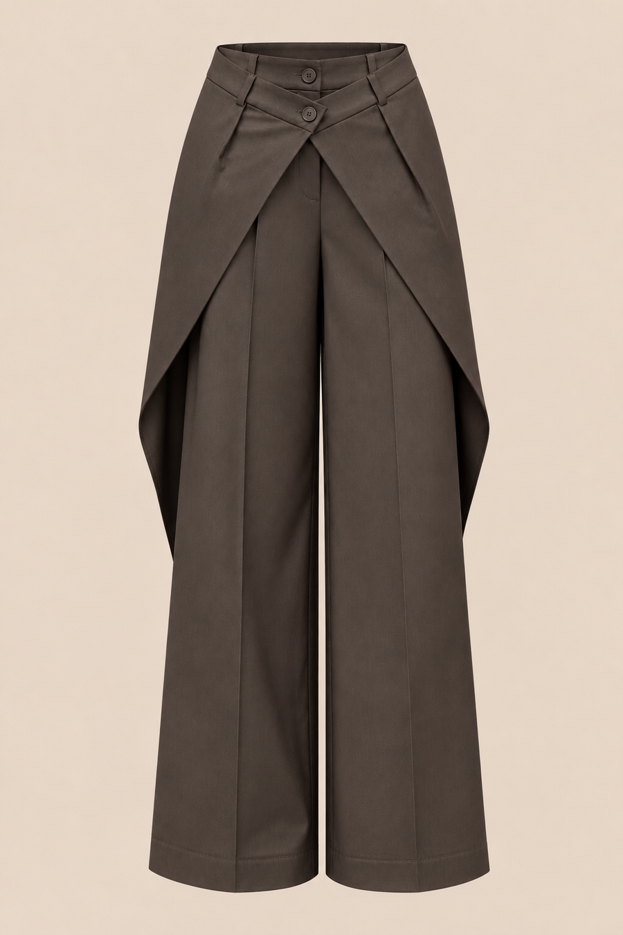 Wrap front wide-leg pants brown