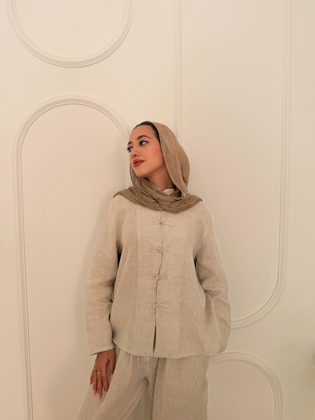 Japanese linen set beige
