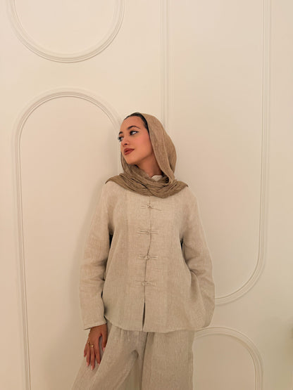 Japanese linen set beige