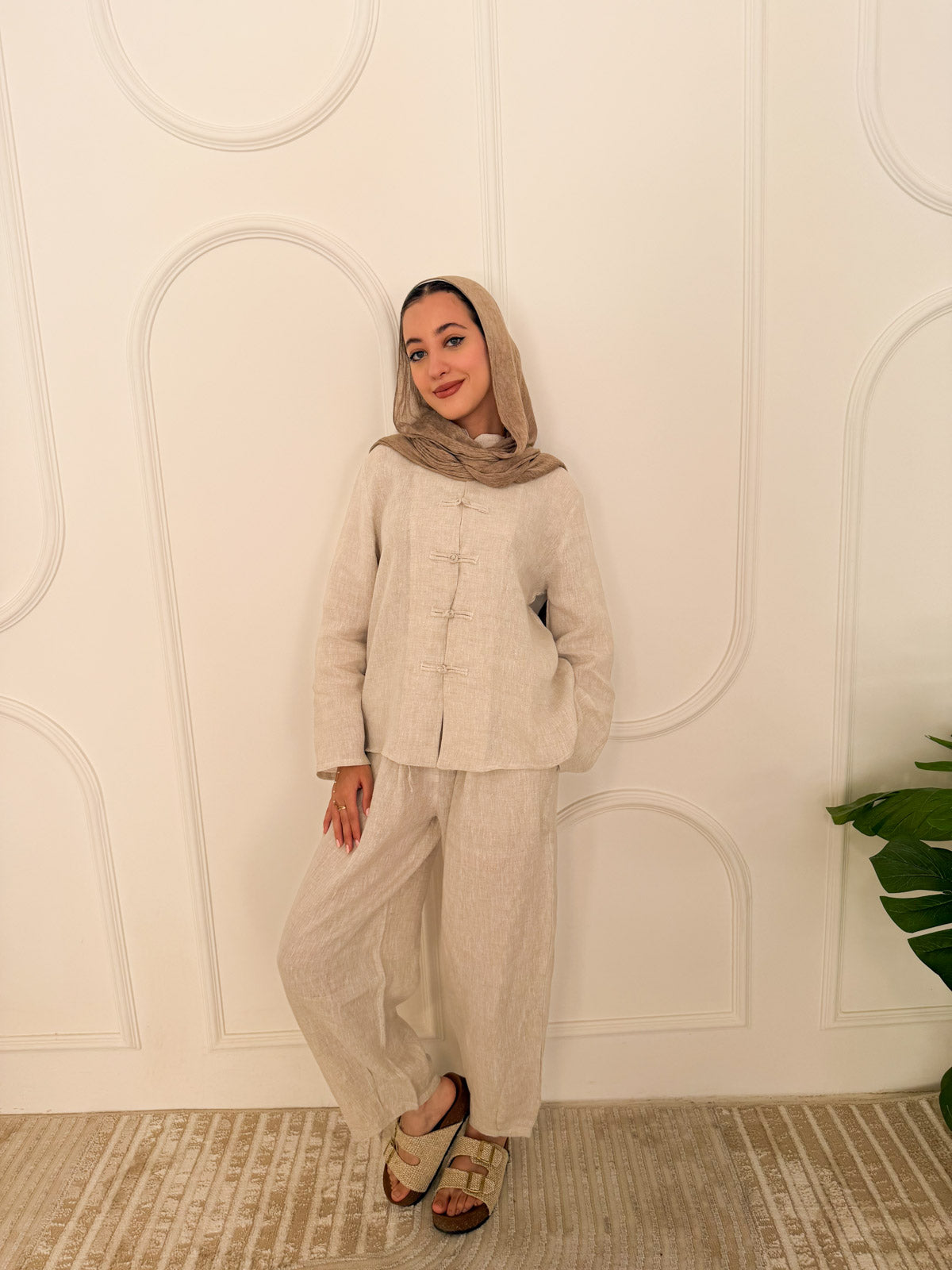 Japanese linen set beige