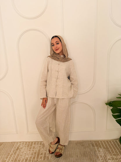 Japanese linen set beige