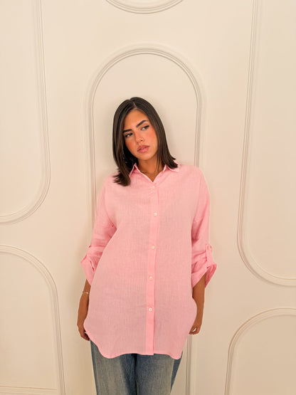 Pure linen shirt pink