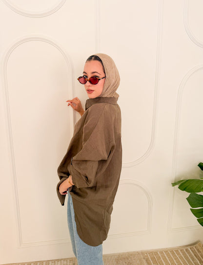 Pure linen shirt olive