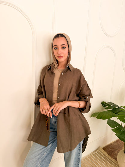 Pure linen shirt olive