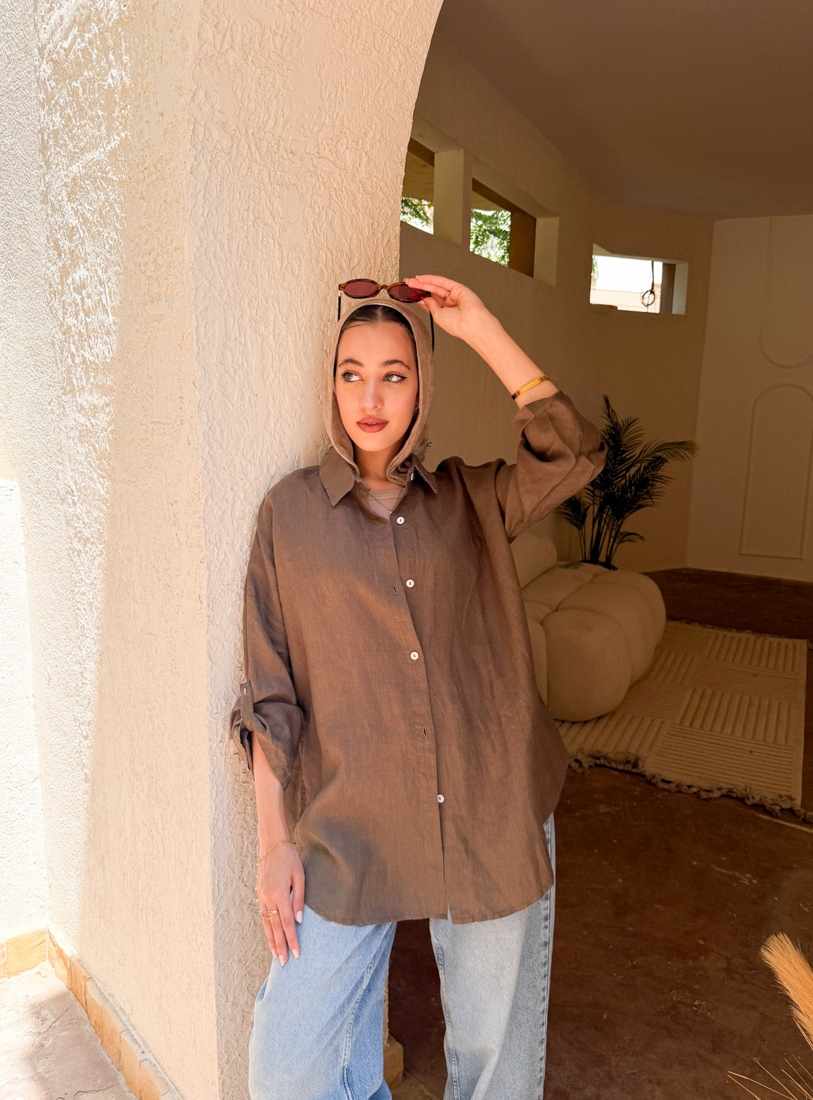 Pure linen shirt olive