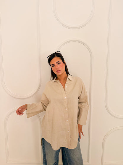 Pure linen shirt beige