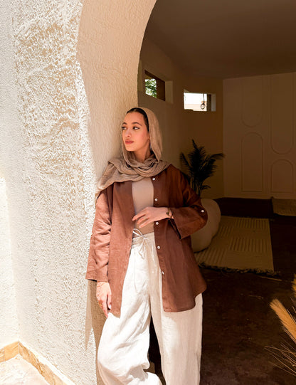 Pure linen shirt brown
