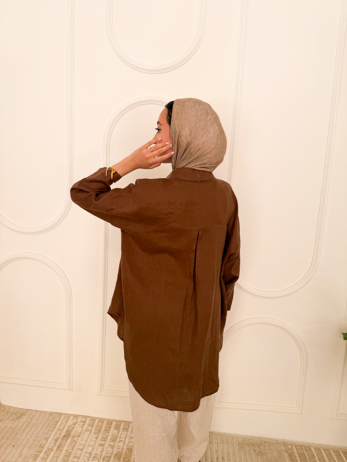 Pure linen shirt brown