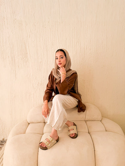 Pure linen shirt brown