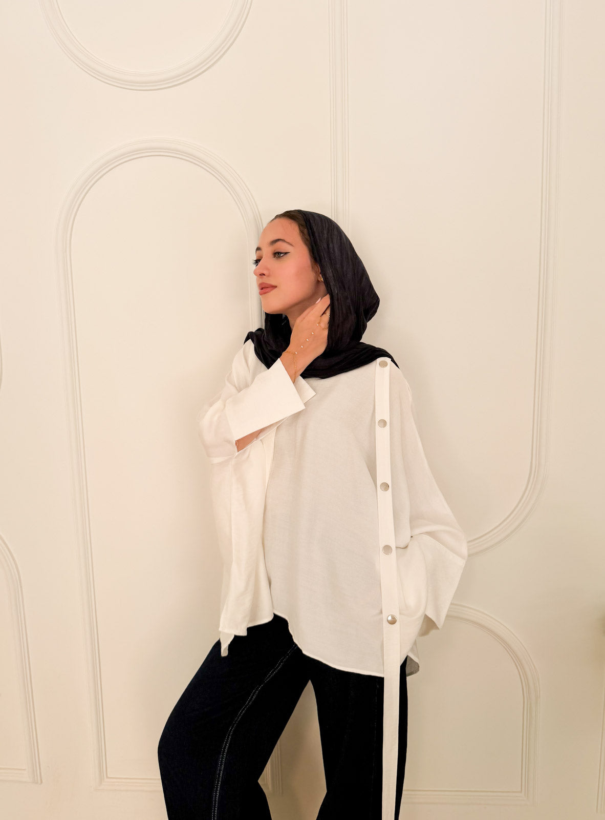 Fringed oversized shirt white