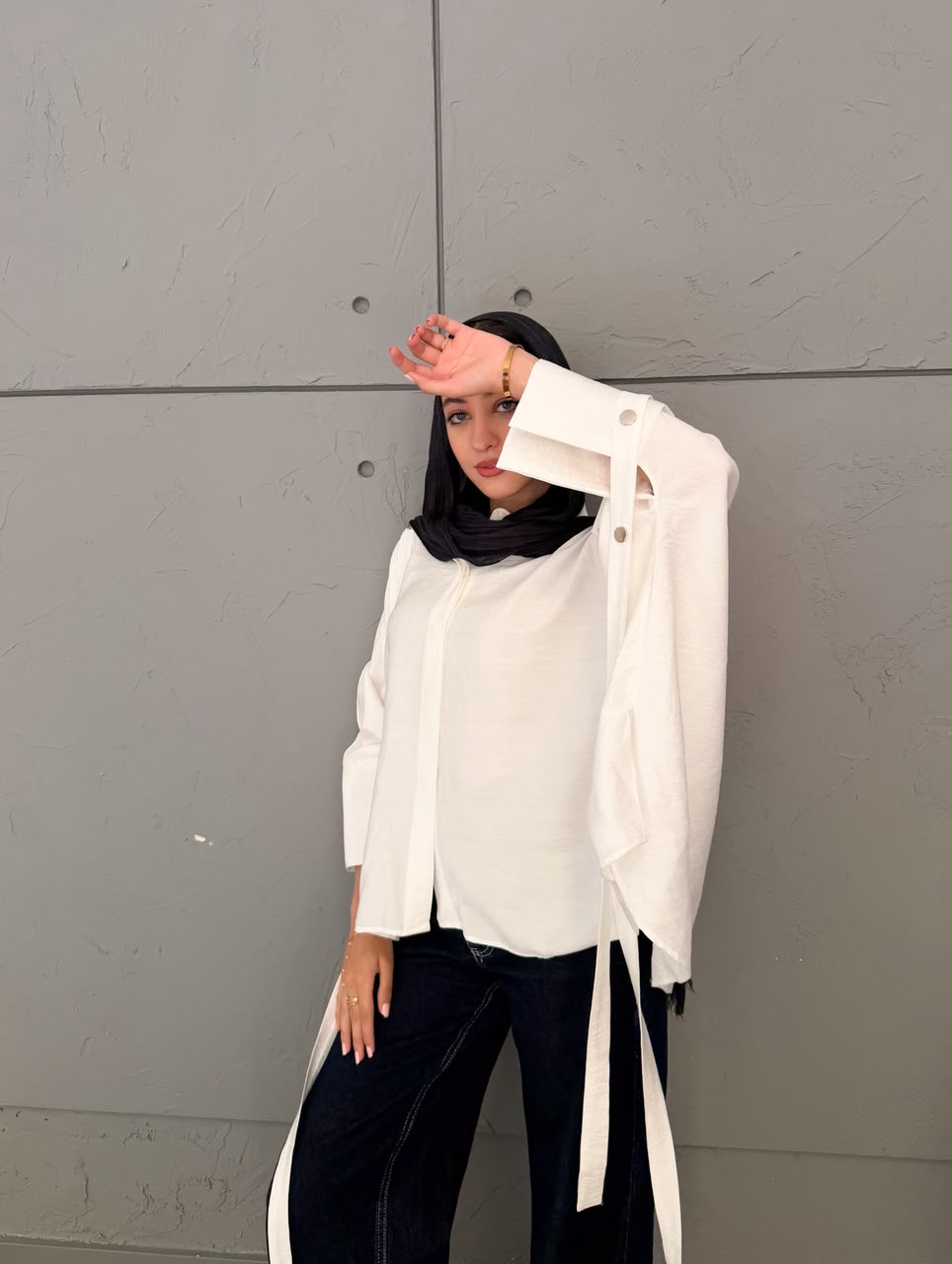 Fringed oversized shirt white